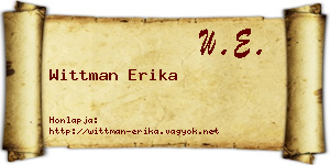 Wittman Erika névjegykártya